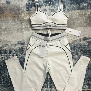 Alo White and Black Activewear Set